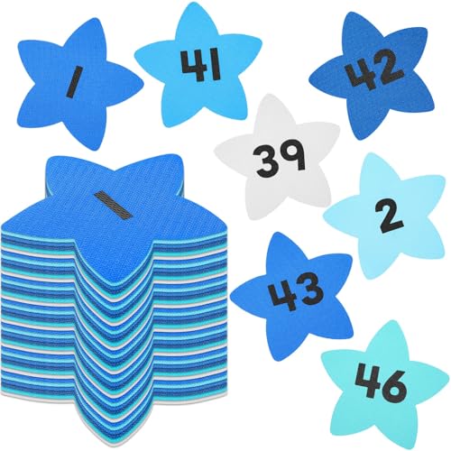 Zonon Lot de 48 marqueurs de tapis en forme d'étoile avec chiffres de 1 à 48 pour l'école, la salle de classe, le sol, 12,7 cm, pour jardin d'enfants et...