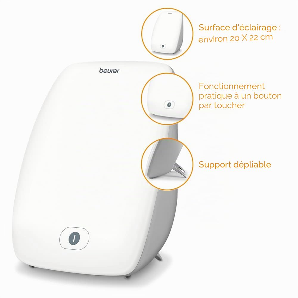 Beurer TL41UK Lampe LED compacte SAD, aide à lutter contre les troubles affectifs saisonniers et offre 10 000 lux de lumière, design compact et luminothérapie LED sans UV, dispositif médical certifié