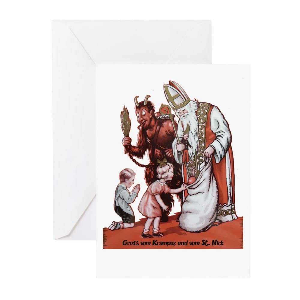Amazon.com : CafePress St. Nick & The Krampus Greeting Cards Greeting Card  (20-pack), Note Card with Blank Inside, Birthday Card Glossy : Office  Products