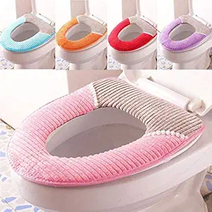 ZURATO Toilet Lid Soft & Comfy Flannel Toilet Lid, Toilet Seat Cover Pads, Washable Toilet Seat Cushion Mat Winter Washable Toilet Seat Lid Cover Pads (2)
