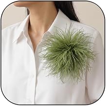 Dainty Feather Brooch Pin for Women Fluffy Ostrich Feather Brooch Elegant Large Flower Floral Lapel Pins Corsage Wedding Party Dance Clothes Accessories Jewelry 150mm