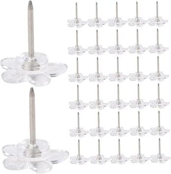 100pcs Transparent Flower Push Convenient Thumbtacks for Home Office Use and Easy to Store Decorative Multi-Function Tacks for Photo Walls and Crafts