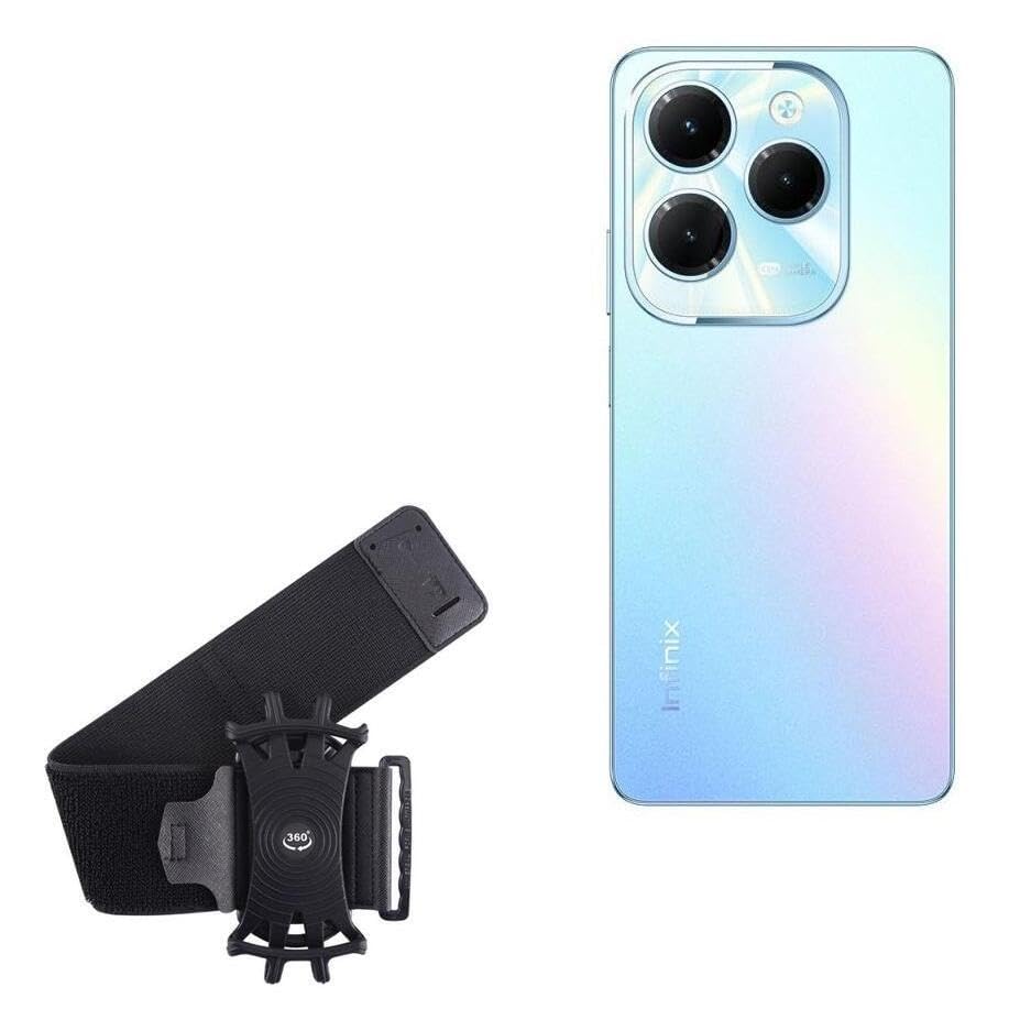 BoxWave Holster Compatible with Infinix Hot 40 Pro - ActiveStretch Sport Armband, Adjustable Armband for Workout and Running - Jet Black