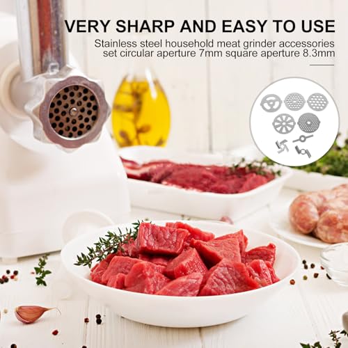 Plaques et lames hachoir viande inox 7mm et 8,3mm 8 pièces - 6