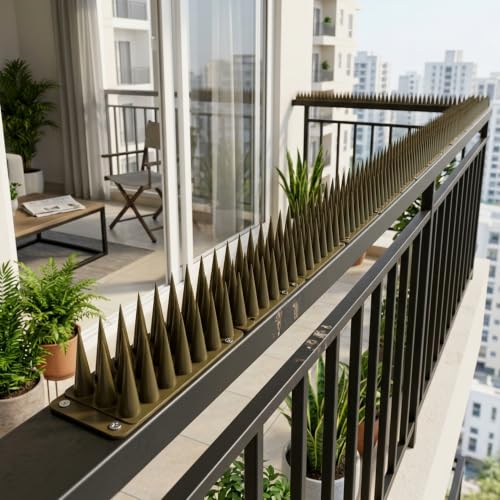 Image of Bird Spike 50 Piece Brown | Pigeon Bird Control Spikes for Balcony, Railing, Window, AC & Roof