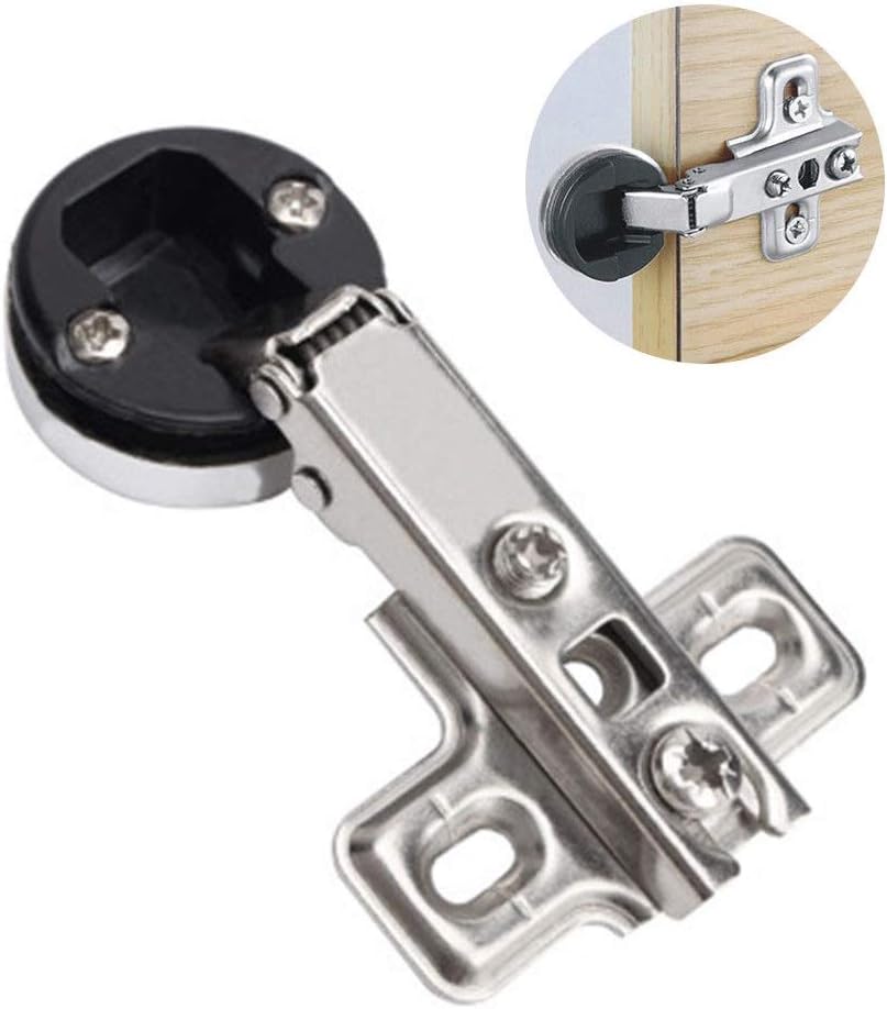 26mm Cup Screws Practical Home Glass Door Hinge Fitting Cupboard Cold Rolled Steel Hardware Furniture Full Overlay Wine Cabinet(A)