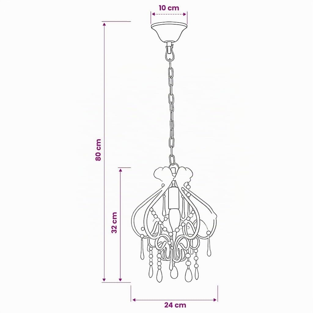vidaXL Lampadario con Perle Bianco Rotondo E14