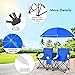 COSTWAY Double Portable Picnic Chairs, Folding Camping Chairs w/Detachable Umbrella, Cooler Bag, Cup Holders, Patio Beach Camping Chairs for Outdoors, Blue
