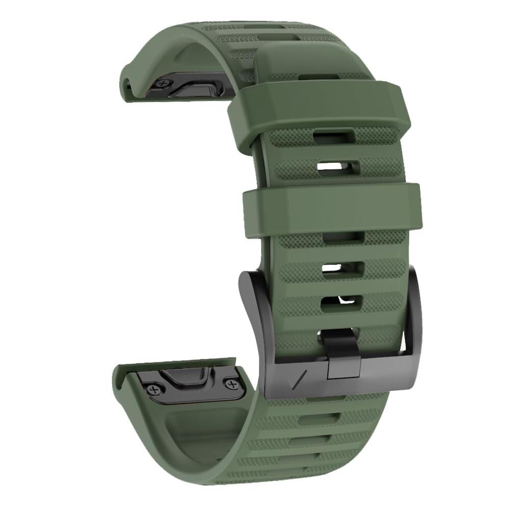 BHOLSA 26mm Watch Band For Garmin Fenix 7X Pro/Fenix 7X/Fenix 6X/Fenix 6X Pro/Fenix 5X/Fenix 3, 26mm Quick Fit Soft Silicone Strap For Garmin Descent Mk3i 51mm/Epix Pro 51mm(Military Green)