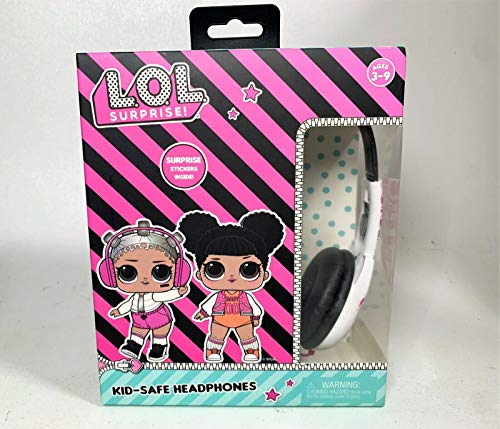 L.O.L. Surprise! Kids Safe Over The Ear Headphones HP2-03136 | Kids Headphones, Volume Limiter for Developing Ears, 3.5MM Stereo Jack, white/black Recommended for Ages 3-9, by Sakar