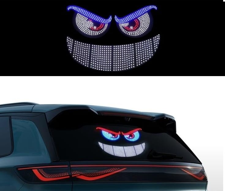 Image of AutoBizarre Devil Eyes LED Lights for Car Windshield Led Panel with USB for Car Rear Window Universal for All Cars, Vans, Trucks, etc (Blue Red White)