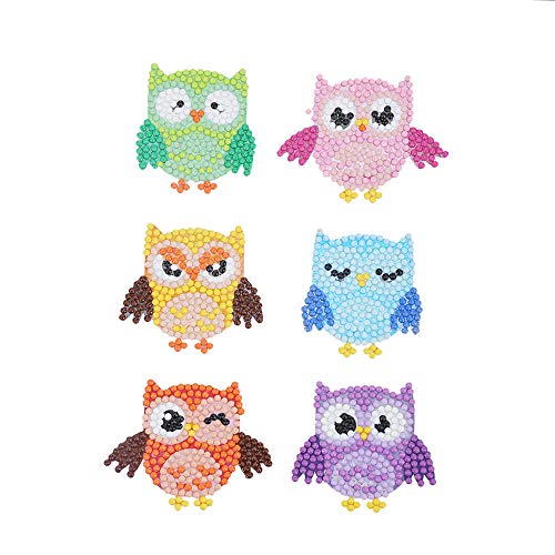 Weehey 5D DIY Diamant Peinture Mignon Hiboux Diamant Peinture Kits 6 PCS Diamant Peinture Autocollants pour Enfants Débutants Adultes