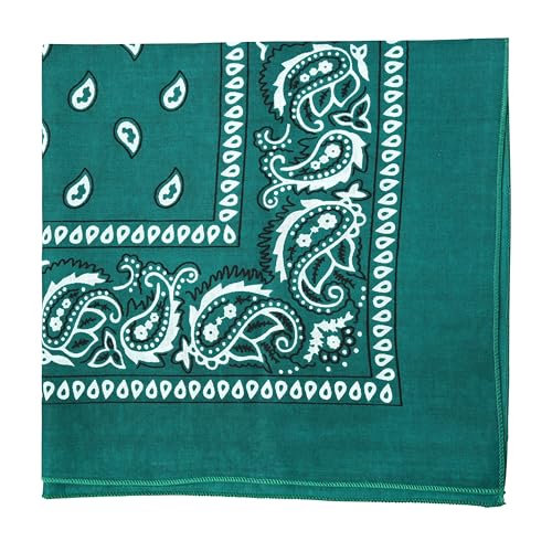 Motique Accessories 22 Inch Cotton Paisley Bandana (Dark Turquoise)
