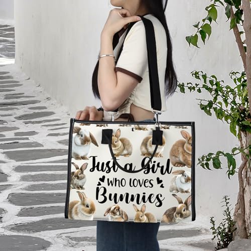 LEVLO Funny Bunny Cosmetic Bag Animal Lover Gift Just A Girl Who Loves Bunnies Makeup Zipper Pouch Bag Bunny Lover Gift - Image 3