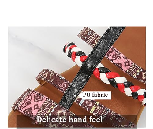 Flat Sandals for Women Wedges Sandals Gladiator Summer Dress Ankle Slippers Woven Straps3