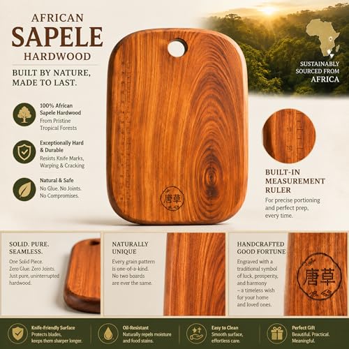 Tabla de cortar rectangular de madera sólida 39.9x27x3 cm miniatura 2