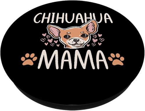 Miniatura 2 de Chihuahua Mamá Divertido Amante del Perro Propietario Regalo Mujer PopSockets Agarre y Soporte para Teléfonos y Tabletas, Negro