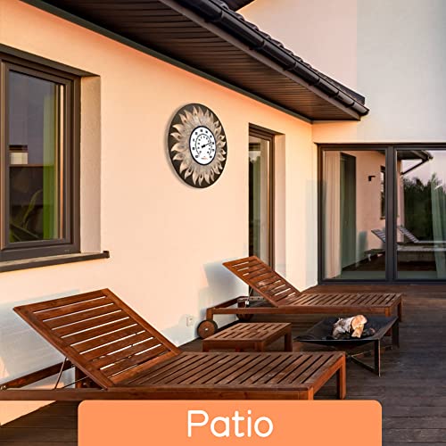 Decorative Outdoor Thermometer, Large Number Indoor Outdoor Thermometer, Black Metal Sun Wall Thermometer For Patio, Outside, Inside, Home, Garden, Room, Window, Greenhouse (13.8") #TOP5