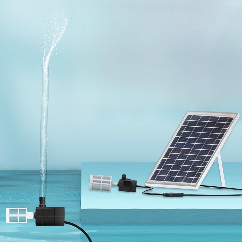 Pompa per fontana solare, 9 V 10 W, con pannello solare, sommergibile, flusso 240 l/h, per laghetti da giardino, piscina, acquario, Uccelli Giardino, sommergibile Pompa Acqua Solare da Esterno
