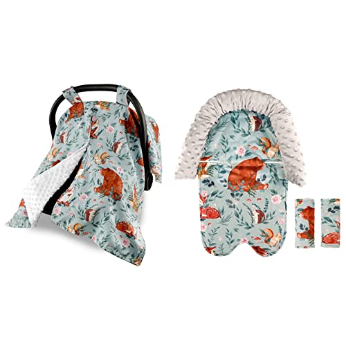 Image of TANOFAR Baby Car Seat Cover & Infant Car Seat Insert and Strap Covers, Fit for Car Seats, Stroller, Bouncers, Woodland Animal