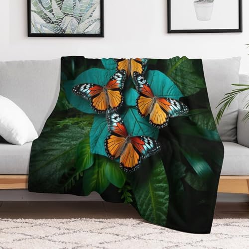 Manta supersuave mullida y cálida de microfibra con diseño decorativo de mariposa 3