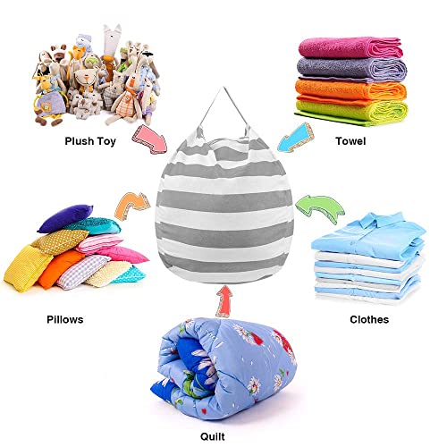 Zwish 27Inch Stuffed Animal Storage Bean Bag Chairs For Kids Room, Stuff And Sit Storage Bean Bag Cover For Organizing Boys And Girls Plush Toy For Kids—Gray #TOP1