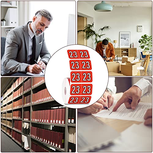500 Pieces 2023 Year Stickers File Folder Year Labels Rectangle Coded Colored Year Stickers Self Adhesive Year Labels For End Tab File Folders, 1 Roll (Red,3/4" X 1-1/2") #TOP3