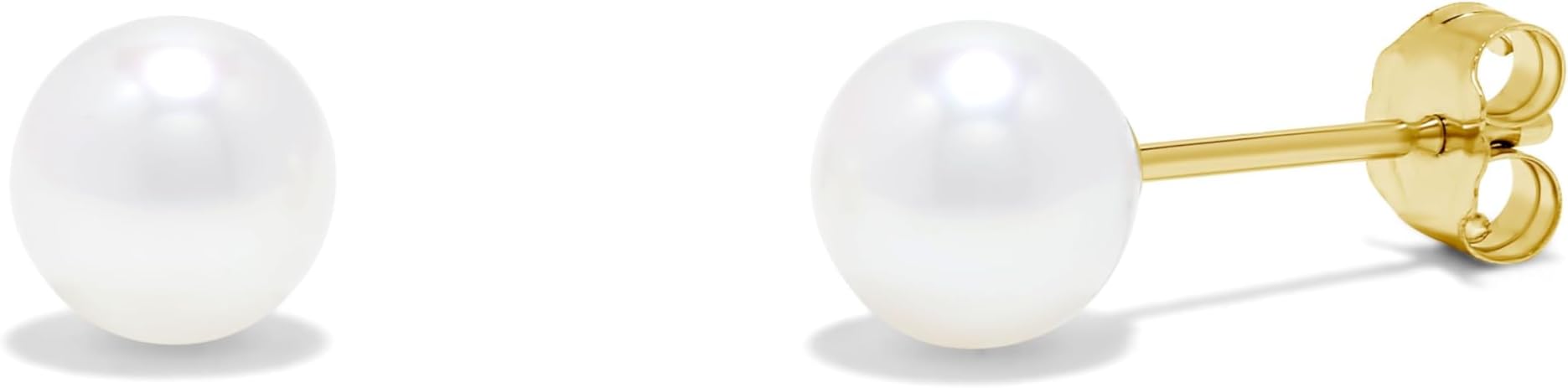 Freshwater Cultured Pearl Stud Earrings in Solid 14K Gold โ Round White Pearls, Multiple Sizes
