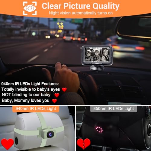 Image of Rohent Carseat Camera Rear Facing Infant - 1080P HD, 360 Adjustable, Night Vision, 150 Wide-Angle Lens, Easy Installation, Perfect for Baby Boys Aged 0-5, Ideal for Parents