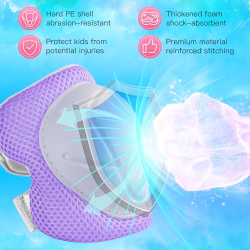 Wemfg Kids Protective Gear Set Knee Pads for Kids 3-8 Years Toddler Knee and Elbow Pads with Wrist Guards 3 in 1 for Skating Cycling Bike Rollerblading Scooter