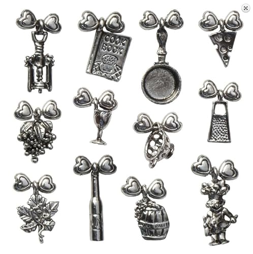Franmara 12 Wine Glass Charms the Gourmet Collection with Velveteen Storage Bag 8350