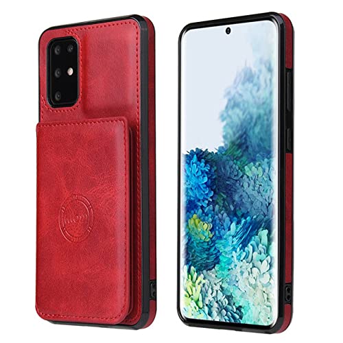 Étui portefeuille en cuir pour Samsung Galaxy S21 Plus et S20 Ultra rouge avec support aimant