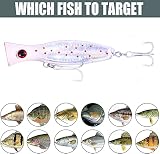 JAZALIC Topwater Popper Lure, 13 cm biały, 1 szt., GT, tuńczyk, stal z ciężarem ołowiu, hak Trigon