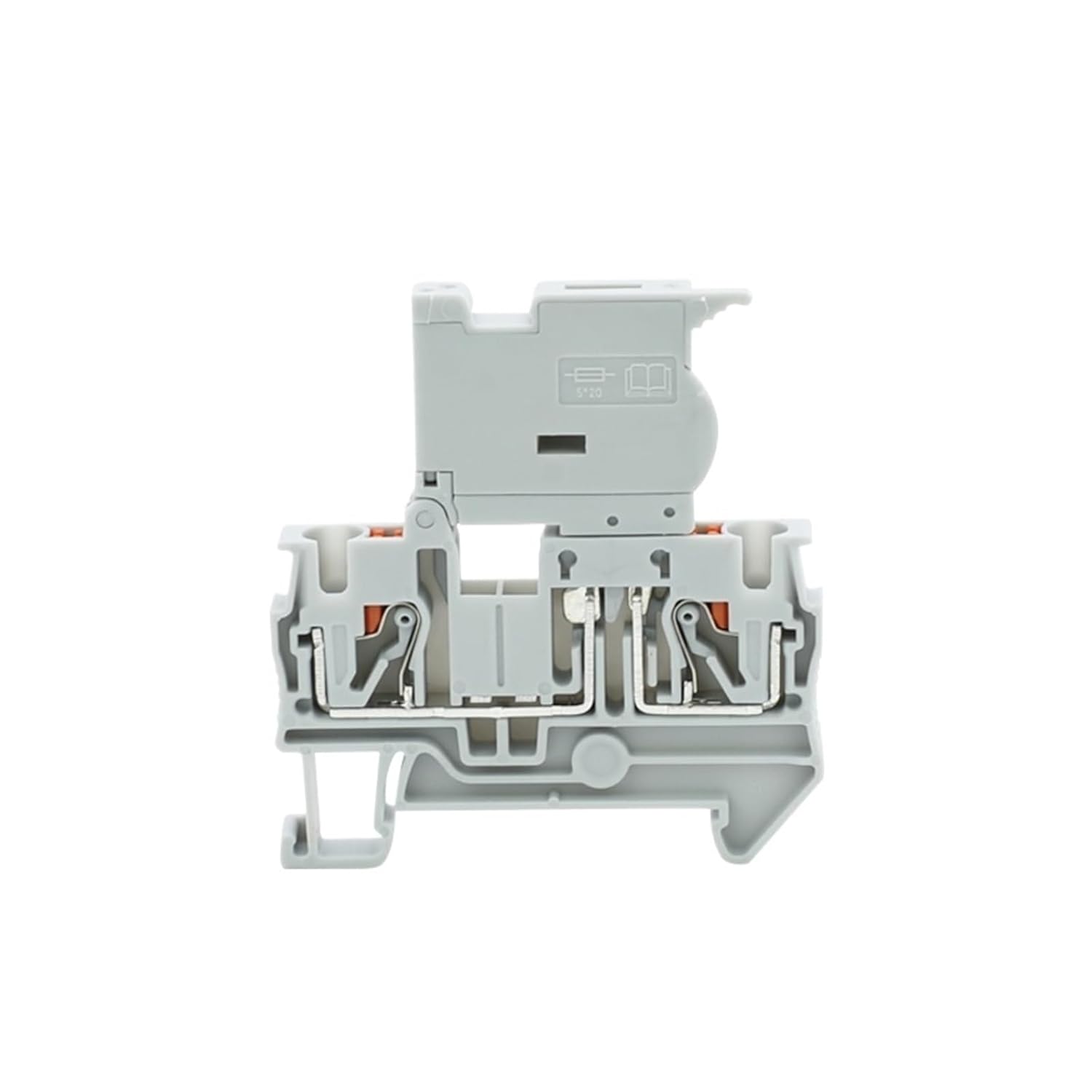 10pcs PT 4-HESI 5X20mm Fuse Modular Terminal Block Push-in Connection 4mm Cable 4mm2 NS35 DIN Rail Connector PT4-HESI(Gray,0.5A Fuse)