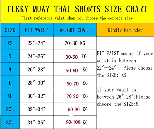 FLKKY Calções de boxe de Muay Thai para homens e mulheres calções clássicos de boxe para treino de a