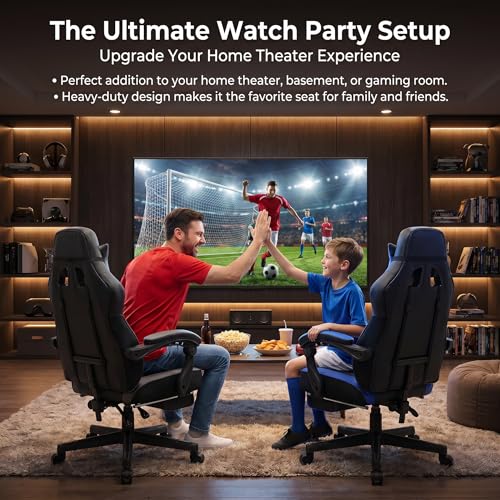 Image of DL-win Gaming Chairs for Adults, Computer Chair with Footrest and Ergonomic High Back, Big and Tall Gamer Chairs with Massage Lumbar Support, 360 Swivel Height Adjustable Gaming Chair, Blue