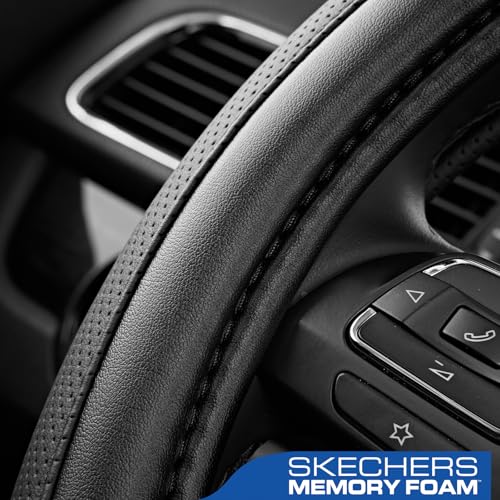 Skechers Steering Wheel Cover Memory Foam,Luxury Leather Steering Wheel Covers,Universal Anti-Slip Fit 14" 1/2-15" Car Wheel Cover for Stylish Car Decor Gifts Fit Suvs,Vans,Sedans,Car,Trucks,Black by Skechers - Used condition - Image 9