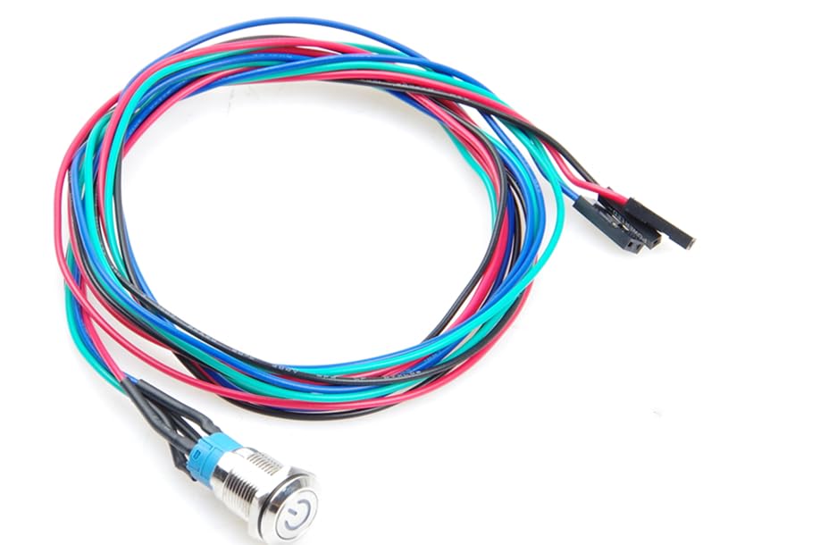 LIVISN 12mm Chassis Metal Button Switch with 100cm 3.3ft Extension Cable Red Symbol LED Suitable for DIY Computer Switch and Restart Button (Red Symbol, 12MM)