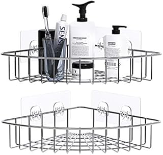 ZriEy Adhesive Corner Shower Caddy, Bathroom Shelves, No Drilling Shower Shelves Shower Racks with Rustproof Stainless Steel and Shower Caddy for Kitchen & Bathroom Accessories