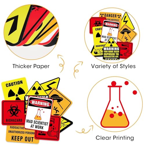 WERNNSAI Science Party Decorations - 9PCS Science Birthday Party Decorations for Boys Girls Chemistry Theme Birthday Party Mad Scientist Sign for Science Classroom Funny Laboratory Sign Decor on Door