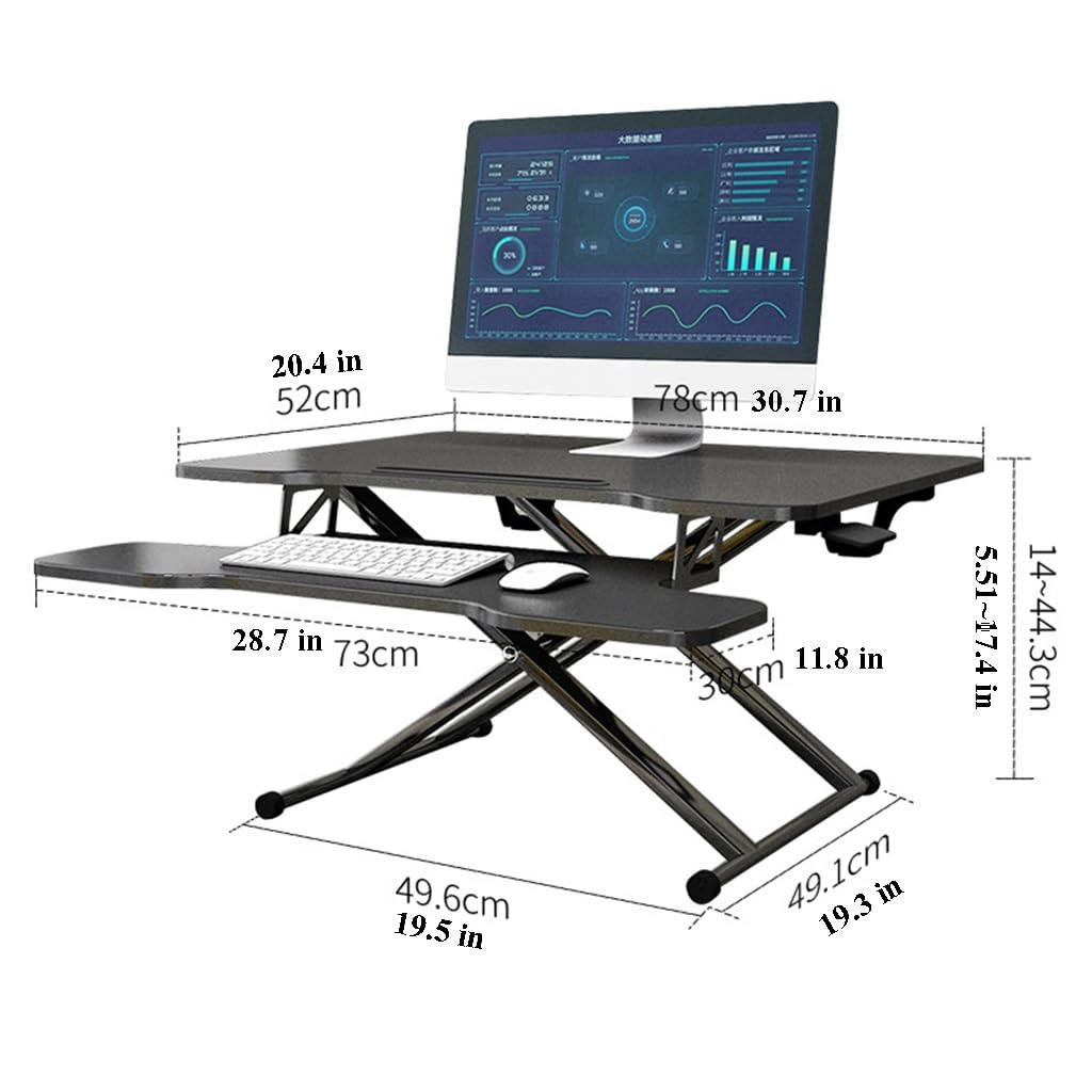 Convertisseur de bureau debout réglable en hauteur – Station de travail ergonomique avec clavier amovible