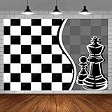 EMDSPR 7x5ft Chess Theme Backdrop Black and White Checkered Photography Background Modern Simple Birthday Party Decor Wallpaper Banner Photo Studio Props Vinyl BJRLPR114