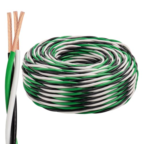 12 AWG THHN Wire 50FT 3-Color Set (Black/White/Green) Stranded Copper Pre-Twisted Conductors THHN/THWN-2 Rated 600V Nylon Jacket for Conduit Residential & Commercial Wiring