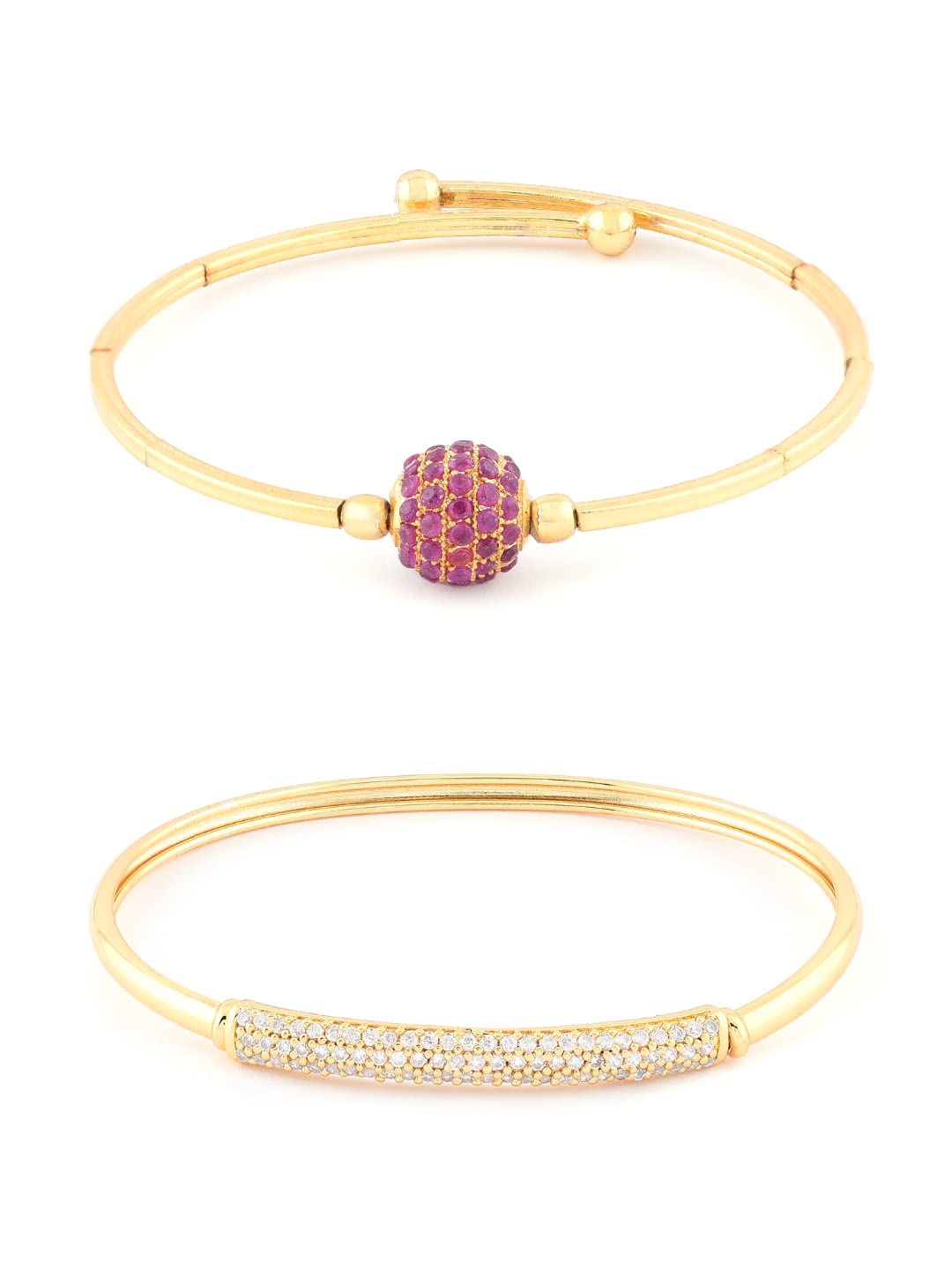 ZAVERI PEARLS Combo of 2 Contemporary Cubic Zirconia Brass Bangle Style Kada For Women-ZPFK10378 (B0943SYNSW) Amazon Price History, Amazon Price Tracker