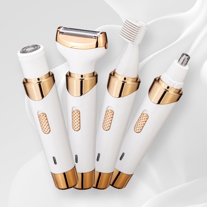 4 in 1 Electric Razor for Women's Bikini Trimmer, Women's Cordless Portable Painless Shaver, for Face Legs Brows Nose Detachable Head USB Rechargeable Hair Trimmer, for Beauty and Personal Care 1