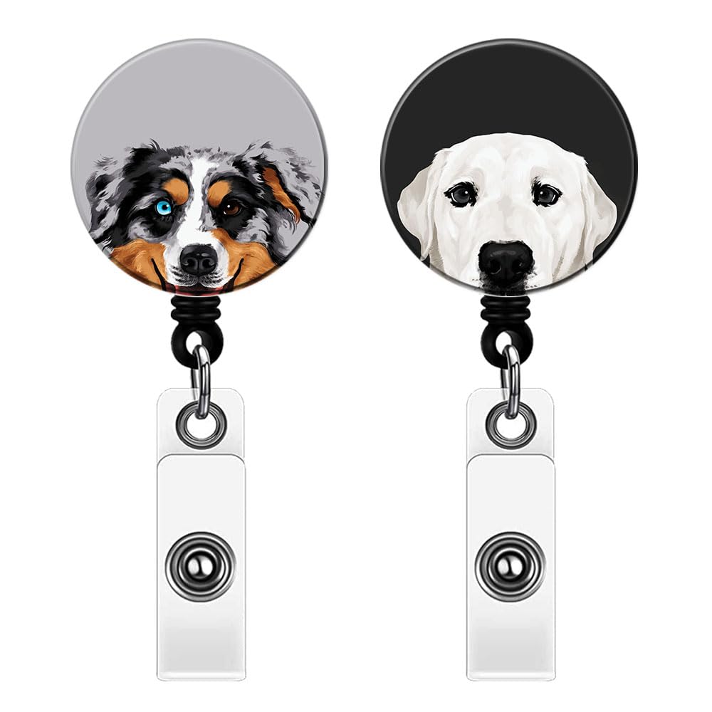 WIRESTER 2 Pack Retractable Badge Reel ID Holder with Swivel Clip for Office Worker, Medical Staffs, Nurse, Doctor, Teacher, Student - Aussie