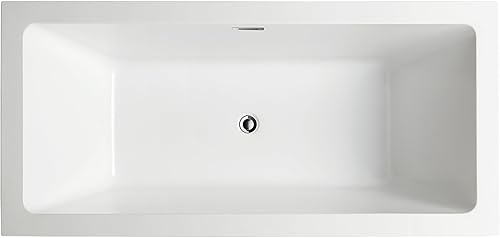 Miniatura 4 de Vanity Art Bañera independiente de acrílico blanco de 59 x 29 pulgadas  Tina de remojo de diseño contemporáneo con drenaje emergente y