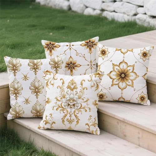 Housse de coussin 40x40cm moutarde déhoussable pour salon extérieur - 4