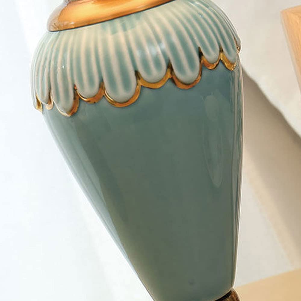 Lampa dekoracyjna Lampka nocna Ceramiczna Ceramiczna Metalowa Lampa Stołowa 20.9 "Lampa Nocna Nocna Abażur Z Tkaniny Do Salonu Sypialnia Stół Na Książki Oświetlana dekoracja (Size : Remote Control Sw
