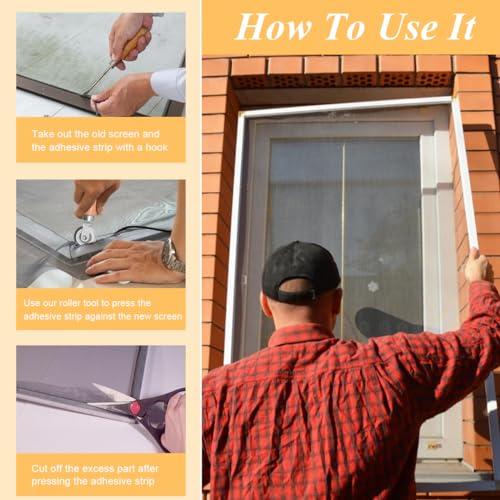 Image of Serplex Spline Roller Tool, Dual-Head Mosquito Mesh Repair Kit | Seats Spline Neatly, Helps Repair Loose Mesh Edges, Dual Heads for Window and Door Frames, Handheld Design